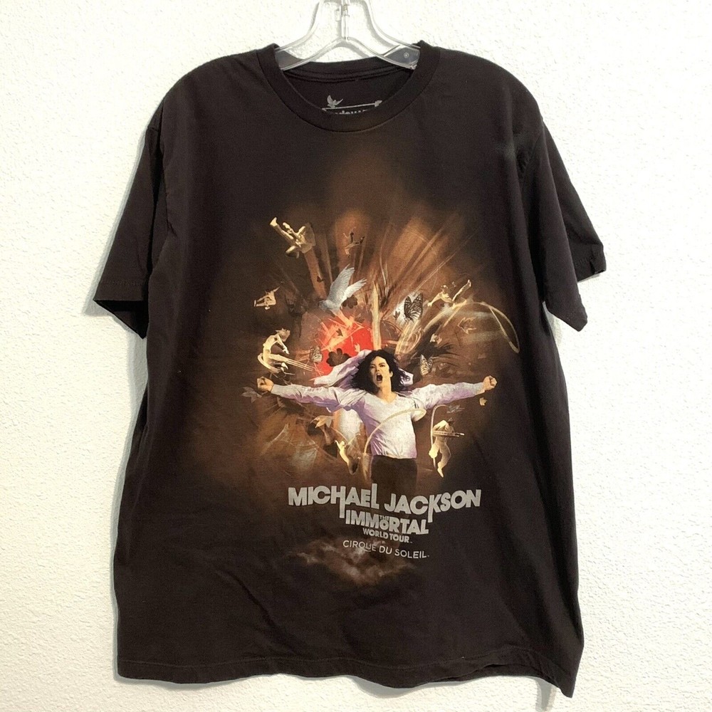 MICHAEL JACKSON Immortal World Tour by Cirque Du Soleil T Shirt Black Size XL